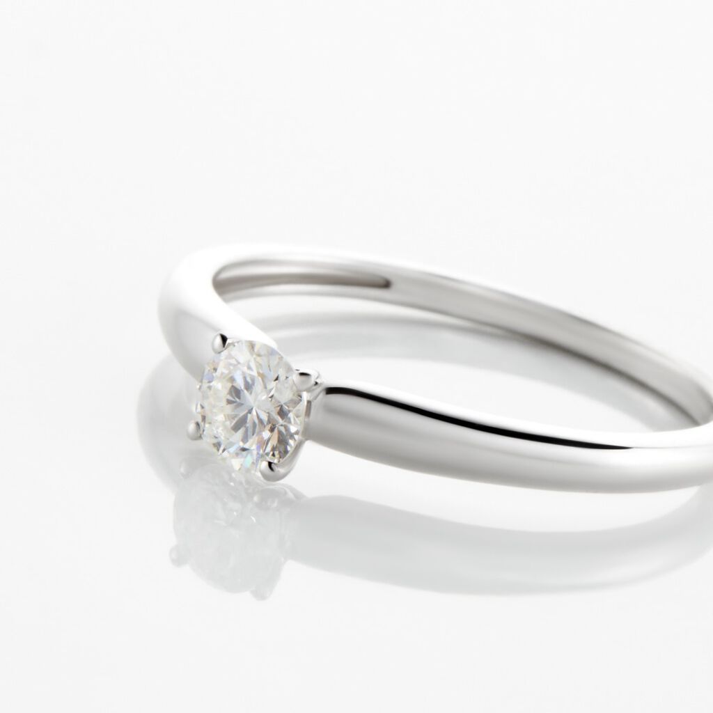 Bague Solitaire Flora Or Blanc Diamant - Bagues solitaires Femme | Histoire d&rsquo;Or