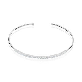 Bracelet Jonc Cléline Argent Blanc - Bracelets fantaisie Femme | Histoire d’Or
