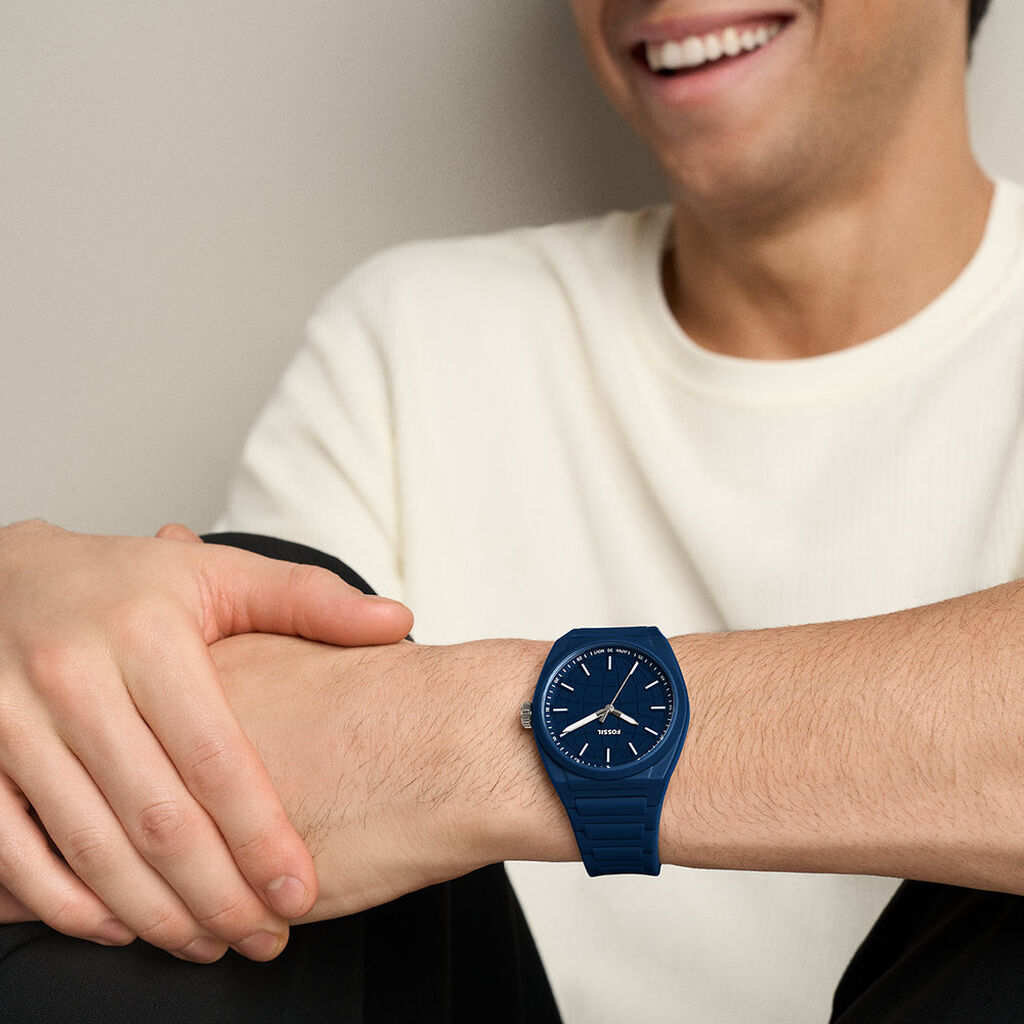 Montre Fossil Everett 3 Hand Bleu - F&ecirc;te des p&egrave;res Homme | Histoire d&rsquo;Or