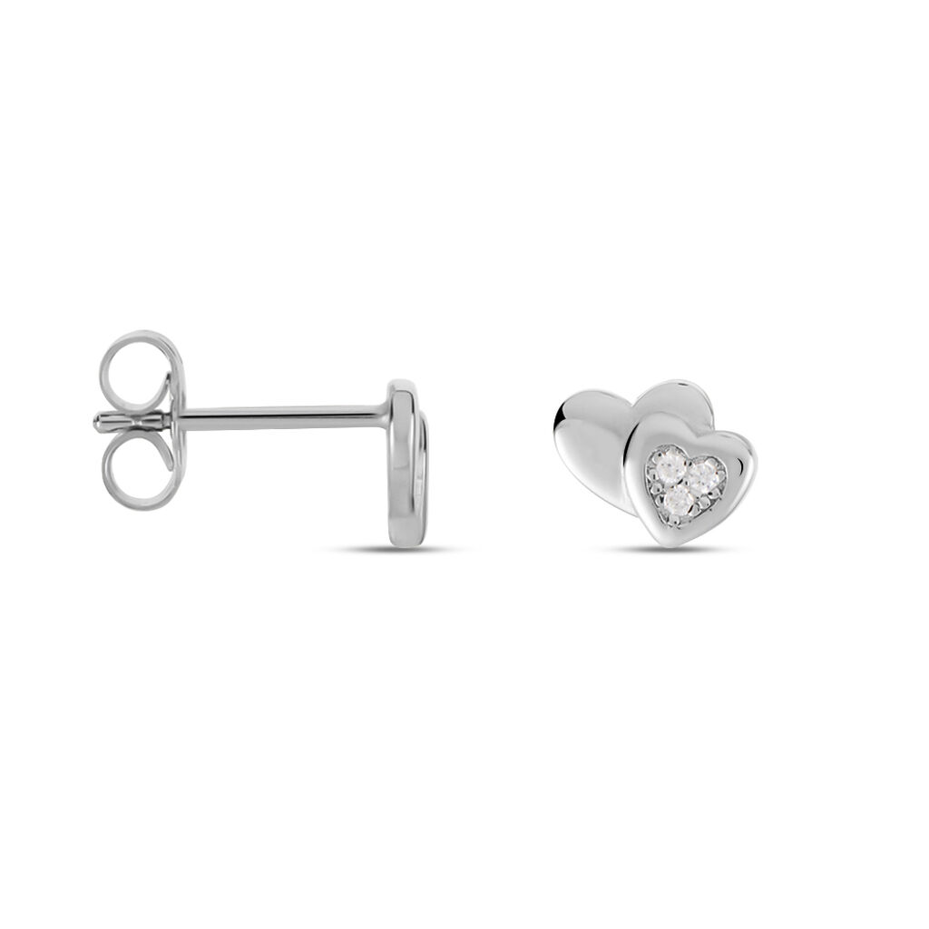 Boucles D'oreilles Puces Argent Blanc Dounyo Oxydes De Zirconium - Boucles d'oreilles fantaisie Femme | Histoire d’Or