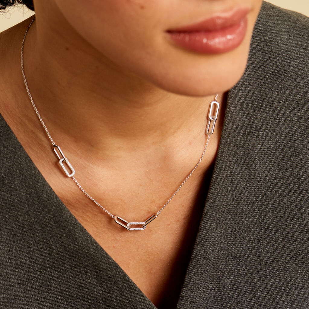 Collier Trait D'union Argent Blanc Oxyde De Zirconium - Colliers Femme | Histoire d’Or