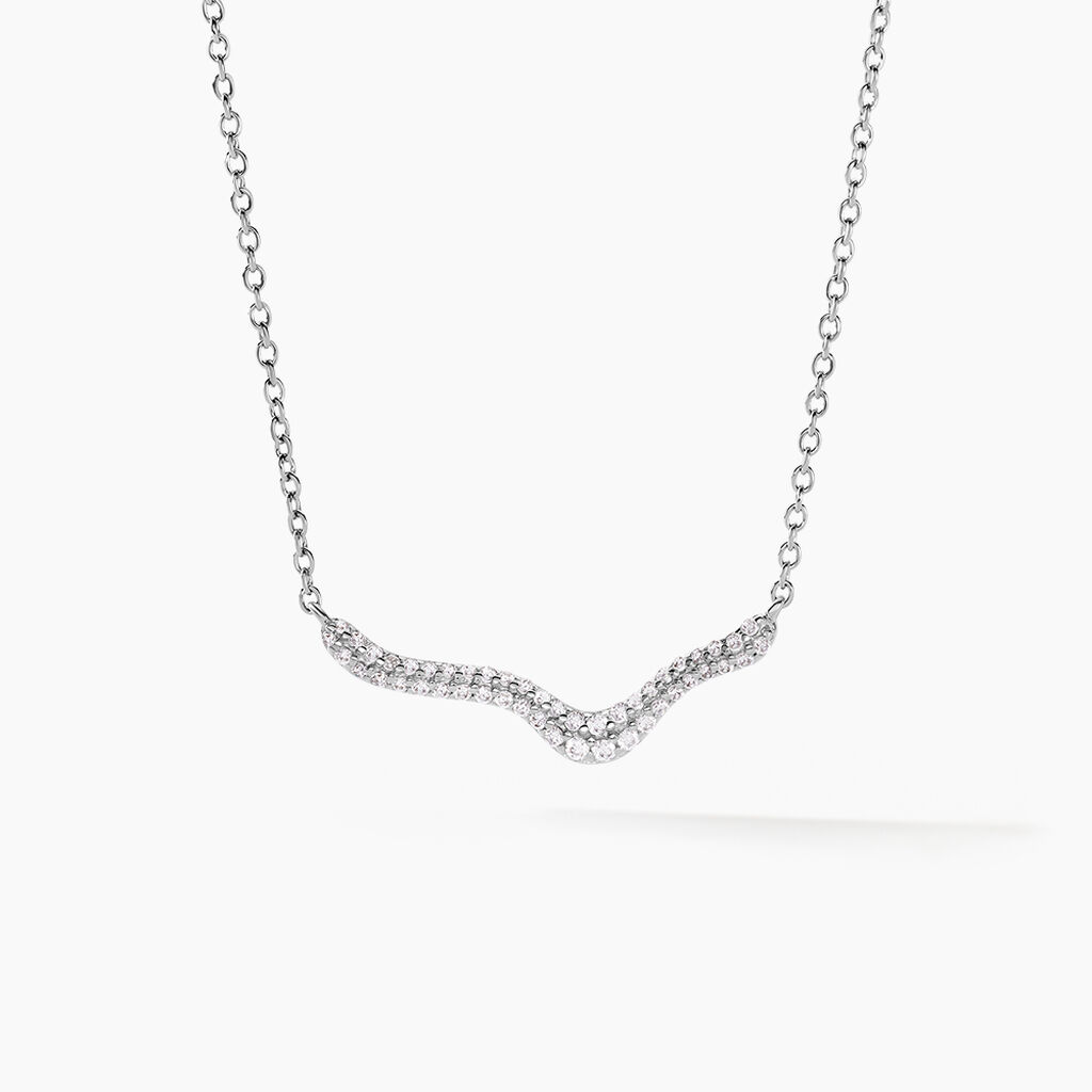 Collier Nandie Argent Blanc Oxyde De Zirconium - Colliers fantaisie Femme | Histoire d&rsquo;Or