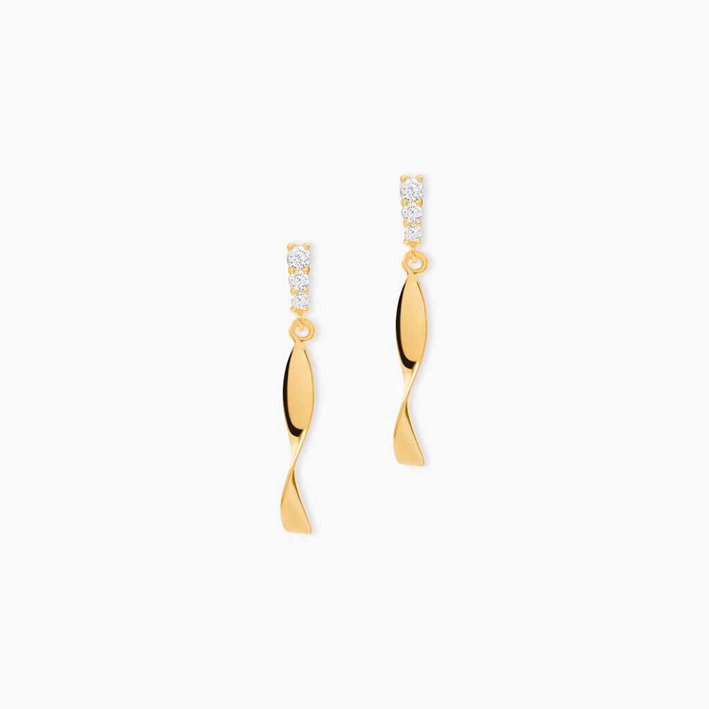 Boucles D'oreilles Pendantes Kristina Or Jaune Oxyde De Zirconium - Boucles d'oreilles pendantes Femme | Histoire d&rsquo;Or
