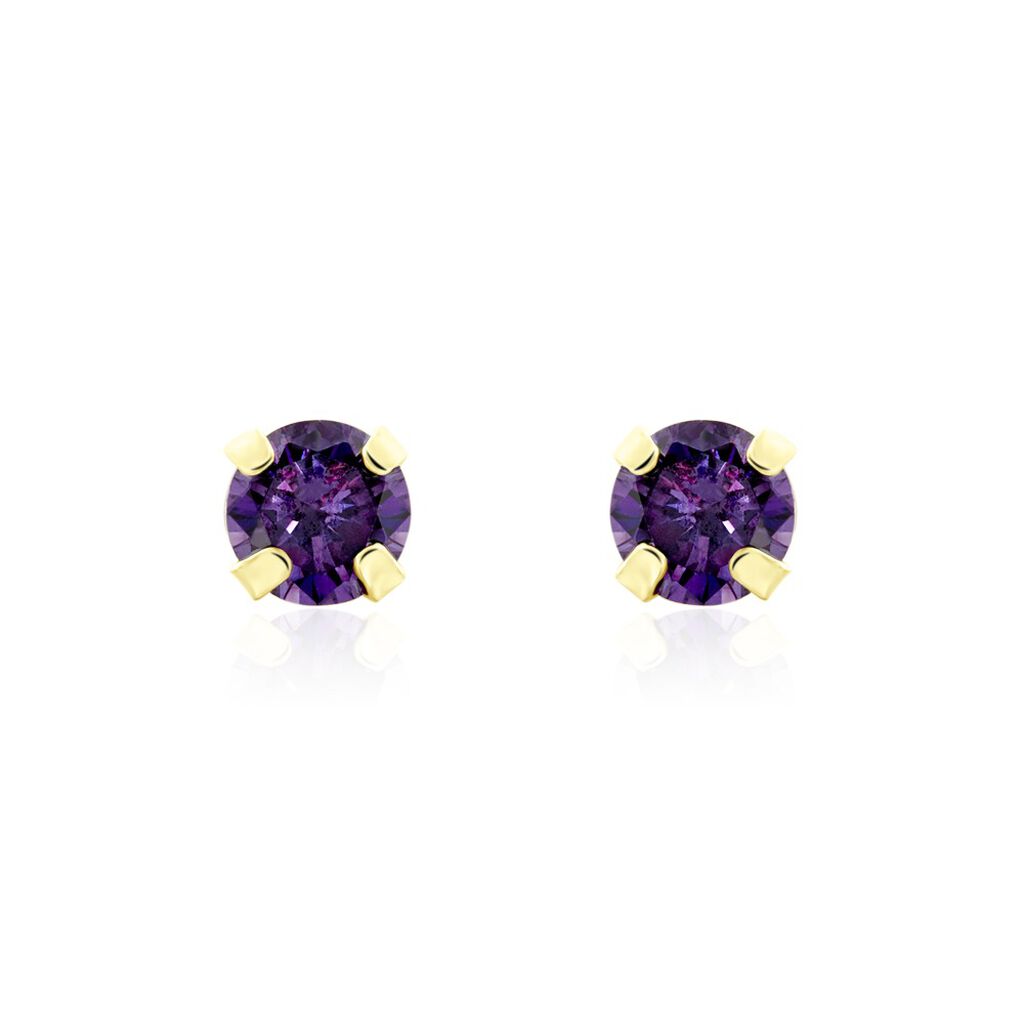 Boucles D'oreilles Puces Or Jaune Oxyde De Zirconium - Clous d'oreilles Femme | Histoire d’Or