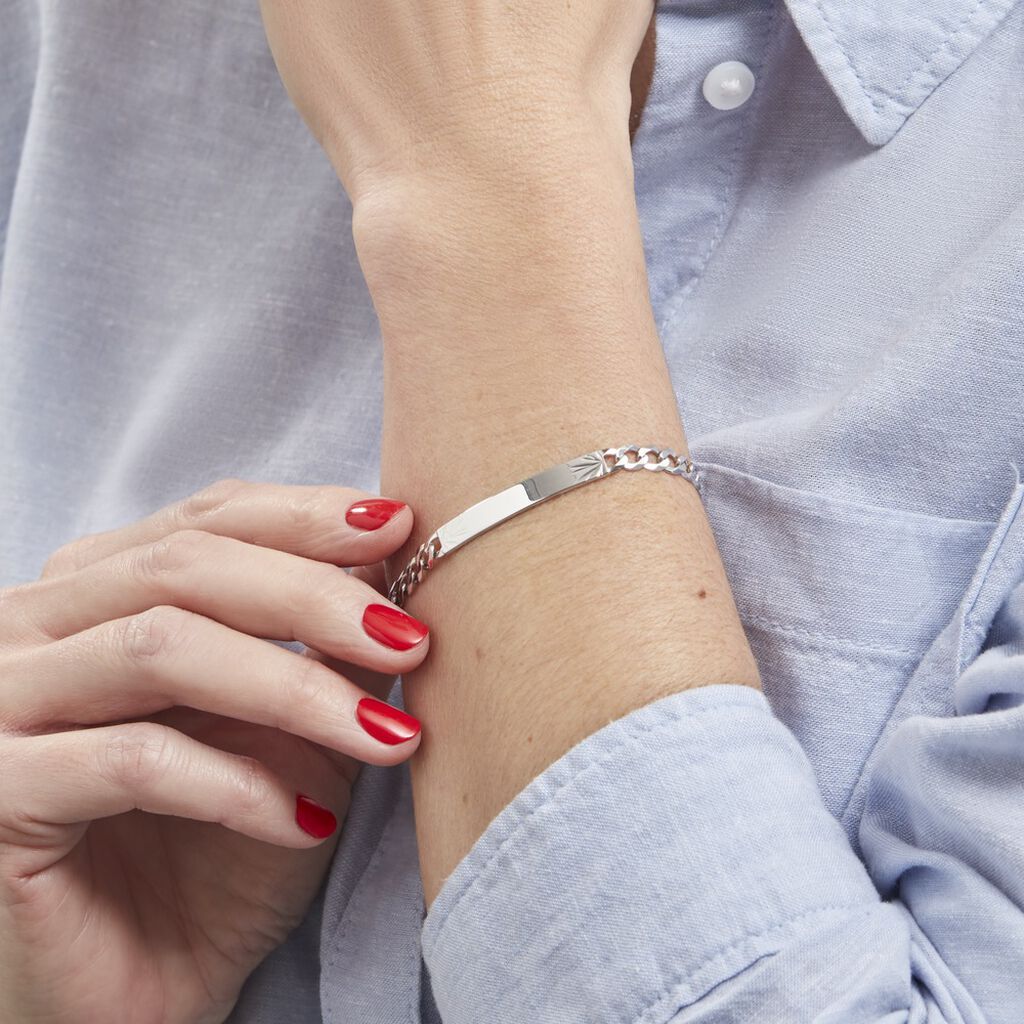 Bracelet Identité Casper Argent Blanc - Gourmettes Femme | Histoire d’Or