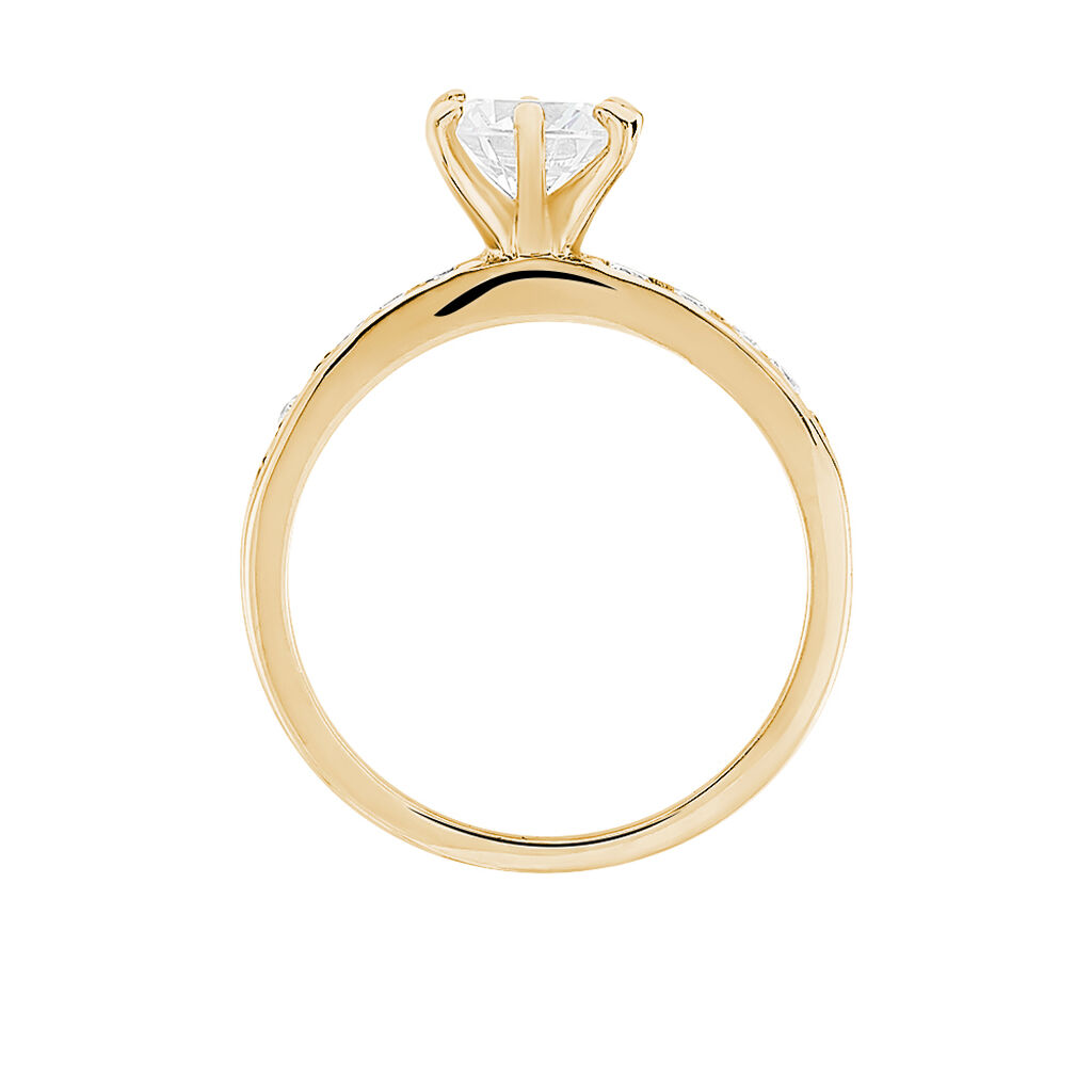 Bague Double Jeu Plaqué Or Jaune Oxyde De Zirconium - Bagues solitaires Femme | Histoire d’Or