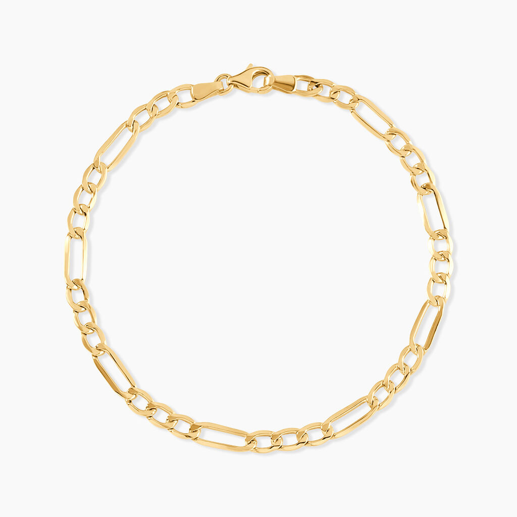 Bracelet Or Jaune Maille Altern&eacute;e 1/3 - Bracelets cha&icirc;ne Femme | Histoire d&rsquo;Or