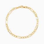 Bracelet Or Jaune Maille Altern&eacute;e 1/3 - Bracelets cha&icirc;ne Femme | Histoire d&rsquo;Or