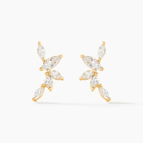 Boucles D'oreilles Barrettes Youssa Barrettes 5 Or Jaune Oxydes - Boucles d'oreilles pendantes Femme | Histoire d’Or