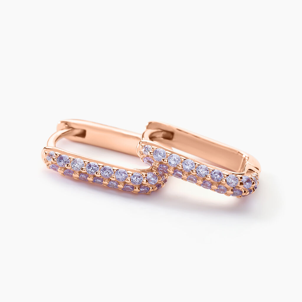 Creoles Rio Argent Rose Oxyde De Zirconium - Boucles d'oreilles cr&eacute;oles Femme | Histoire d&rsquo;Or