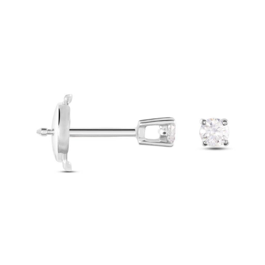 Boucles D'oreilles Puces Or Blanc Victoria Diamants - Clous d'oreilles Femme | Histoire d’Or
