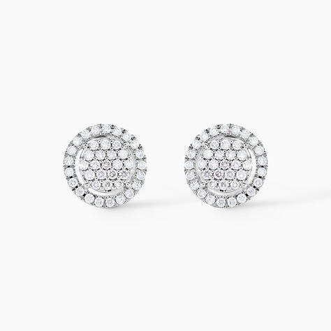 Boucles D'oreilles Puces Or Blanc Nawra Diamants Synth&eacute;tiques - Clous d'oreilles Femme | Histoire d&rsquo;Or