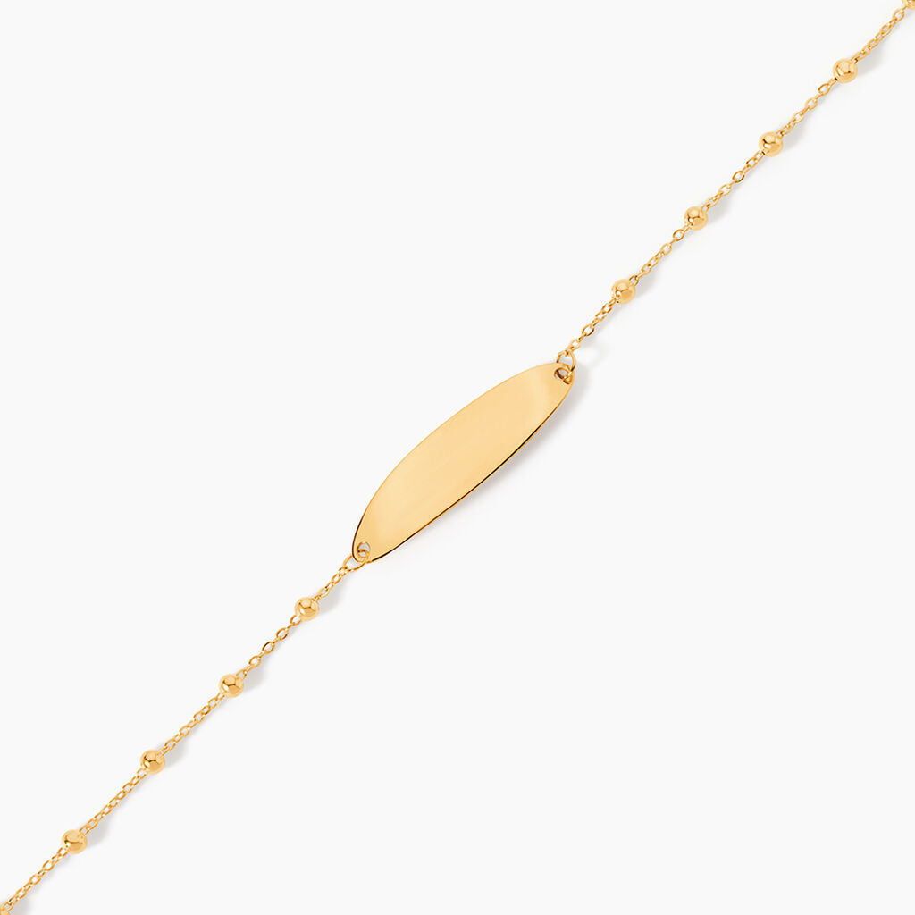 Bracelet Identit&eacute; Evelina Maille Boule Or Jaune - Bracelets Communion Enfant | Histoire d&rsquo;Or