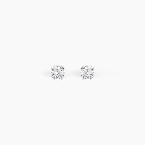 Boucles D'oreilles Puces Eddie Or Blanc Oxyde De Zirconium - Clous d'oreilles Femme | Histoire d&rsquo;Or