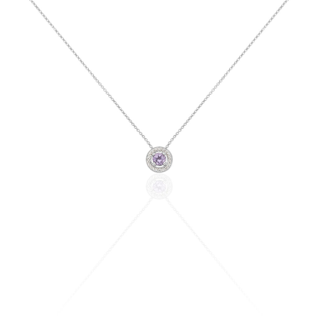 Collier Priscillya Or Blanc Amethyste Et Oxyde De Zirconium - Colliers Femme | Histoire d’Or