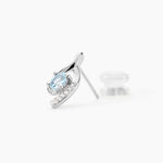 Boucles D'oreilles Sagesse Or Blanc Topaze Oxyde - Clous d'oreilles Femme | Histoire d&rsquo;Or