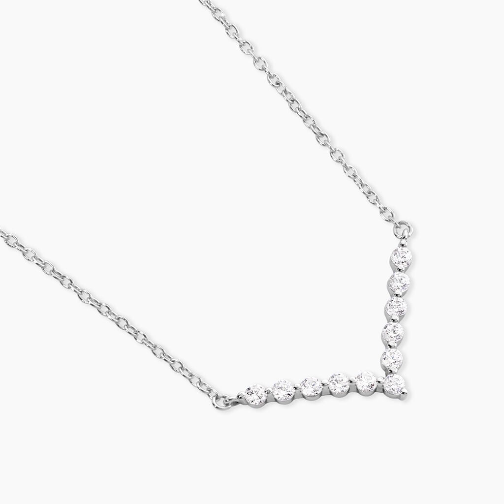 Collier Aile De Mouette Argent Blanc Oxyde De Zirconium - Colliers fantaisie Femme | Histoire d&rsquo;Or