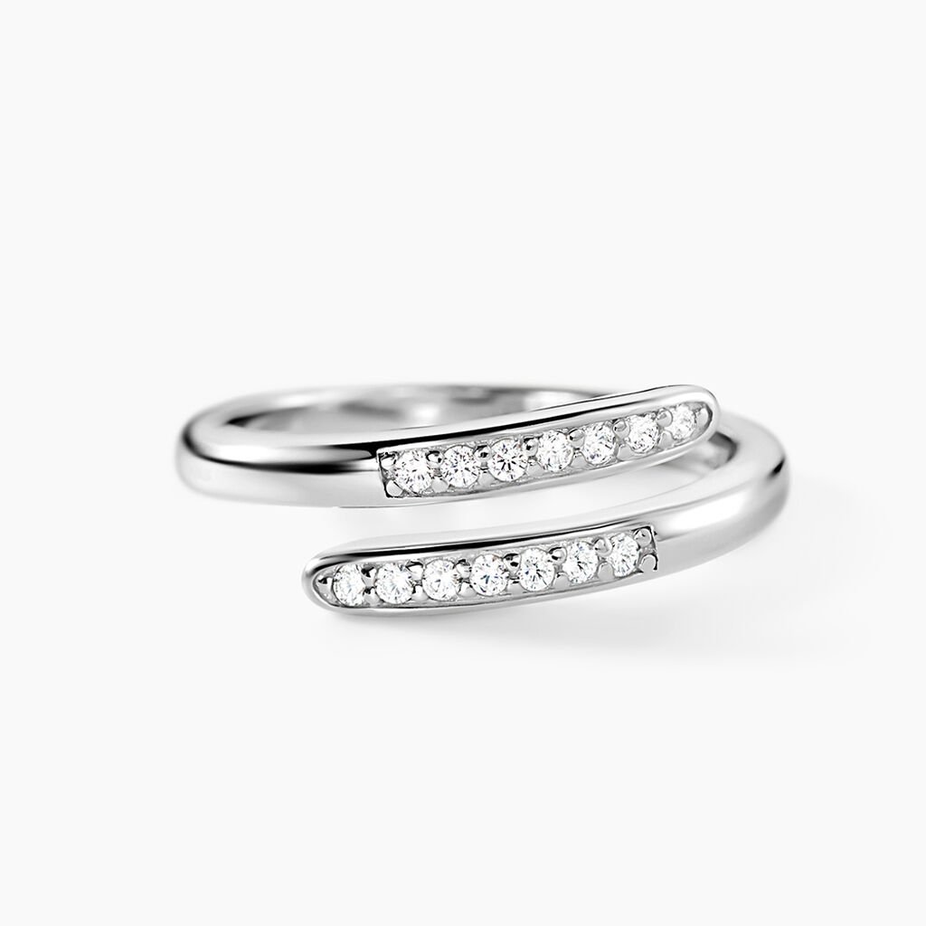 Bague Ajustable Mendel Argent Blanc Oxyde De Zirconium - Bagues avec pierre Femme | Histoire d&rsquo;Or