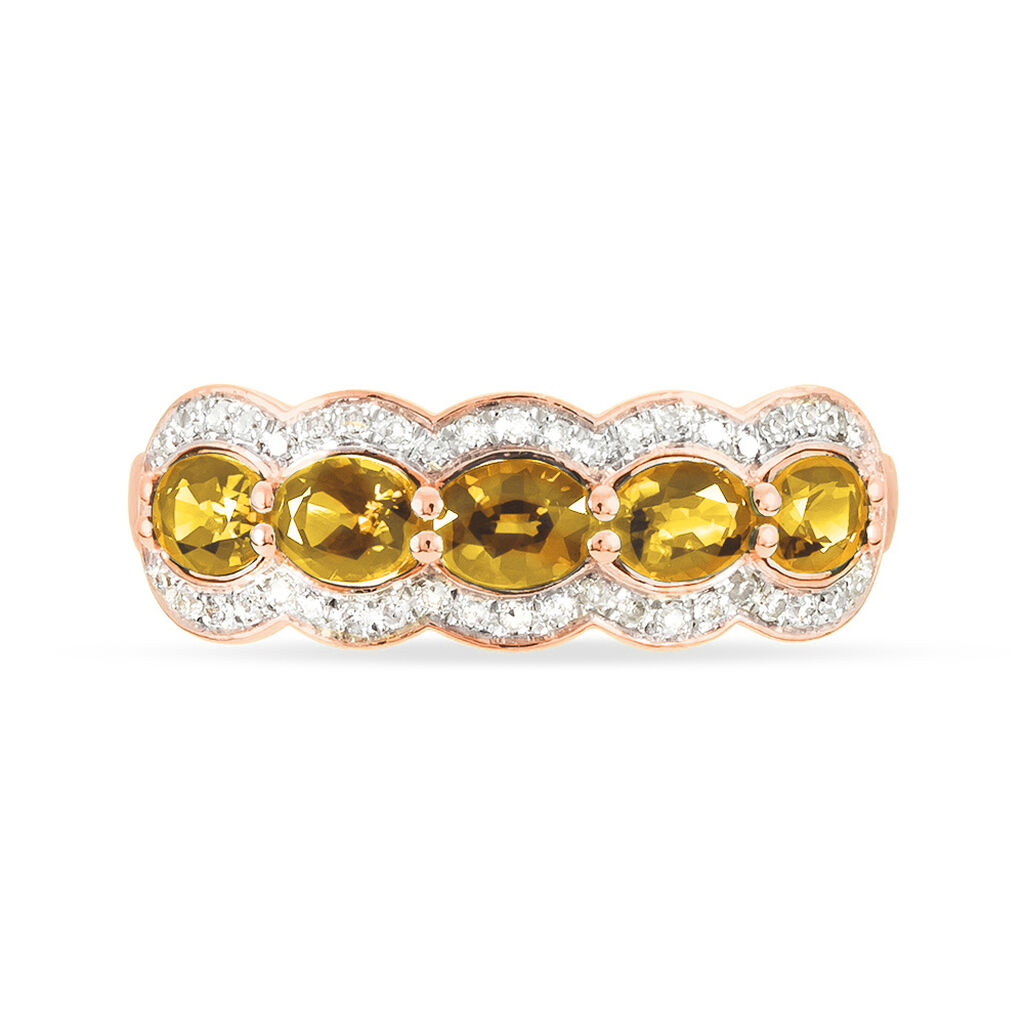 Bague Margaux Or Rose Citrine Et Diamant - Bagues avec pierre Femme | Histoire d’Or