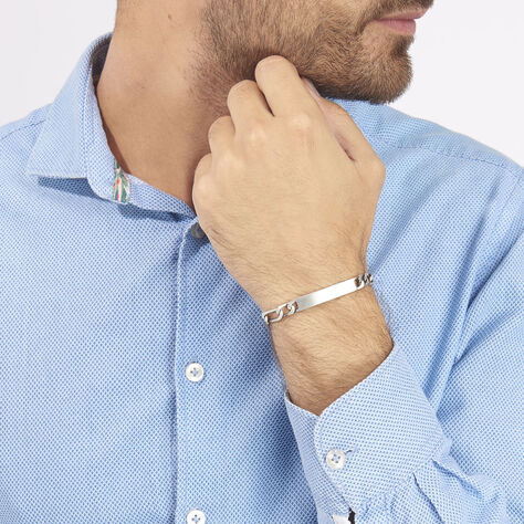 Bracelet Identité Vivian Maille Alternee 1/3 Argent Vieilli - Gourmettes Homme | Histoire d’Or