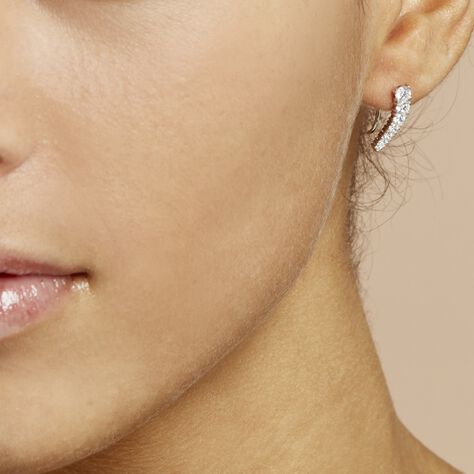 Bijoux D'oreilles Aldrick Argent Blanc Oxyde De Zirconium - Boucles d'oreilles fantaisie Femme | Histoire d’Or