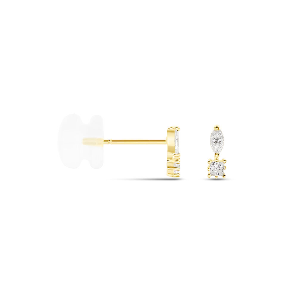 Boucles D'oreilles Puces Huey Or Jaune Oxyde De Zirconium - Clous d'oreilles Femme | Histoire d’Or