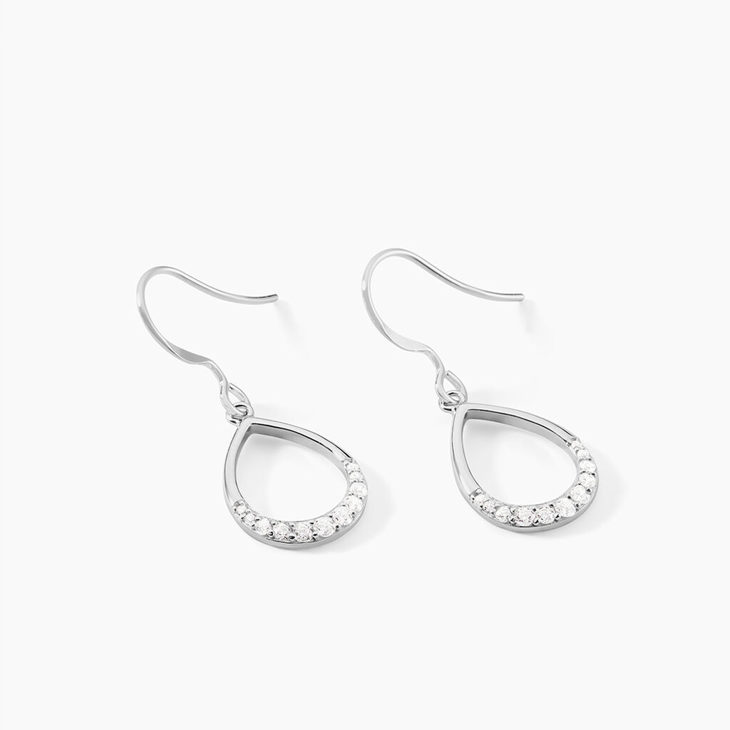 Boucles D'oreilles Pendantes Nicole Argent Blanc Oxyde De Zirconium - Boucles d'oreilles fantaisie Femme | Histoire d’Or