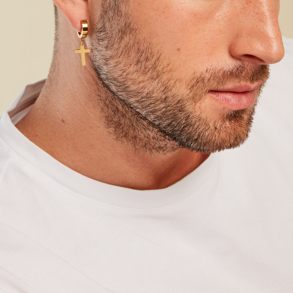 Créole Unitaire Feodor Acier Jaune - Boucles d'oreilles créoles Homme | Histoire d’Or