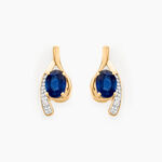 Bijoux D'oreilles Emotion Or Jaune Saphir Diamant - Clous d'oreilles Femme | Histoire d&rsquo;Or
