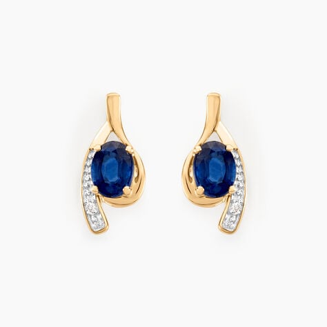 Bijoux D'oreilles Emotion Or Jaune Saphir Diamant - Clous d'oreilles Femme | Histoire d&rsquo;Or