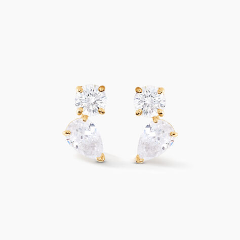Boucles D'oreilles Puces Shiny Garden Or Jaune Oxyde De Zirconium - Clous d'oreilles Femme | Histoire d’Or