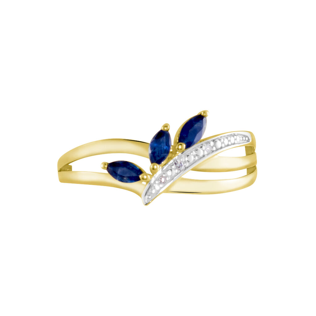 Bague Or Jaune Carl Saphirs Diamants - Bagues solitaires Femme | Histoire d’Or