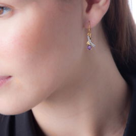 Boucles D'oreilles Pendantes Dyanah Plaque Or Jaune Oxyde De Zirconium - Boucles d'oreilles fantaisie Femme | Histoire d’Or