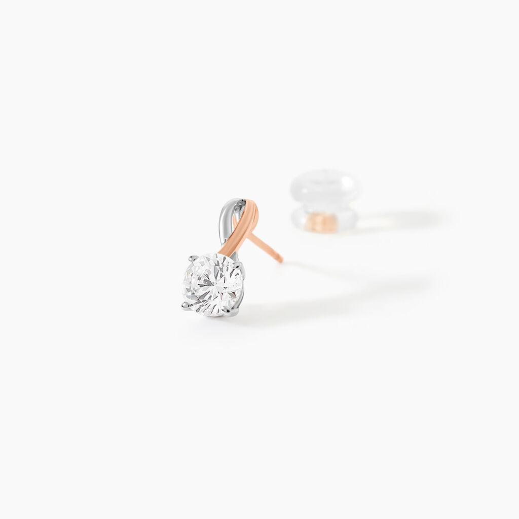 Boucles D'oreilles Pendantes Micheline Or Bicolore Oxyde De Zirconium - Boucles d'oreilles pendantes Femme | Histoire d&rsquo;Or