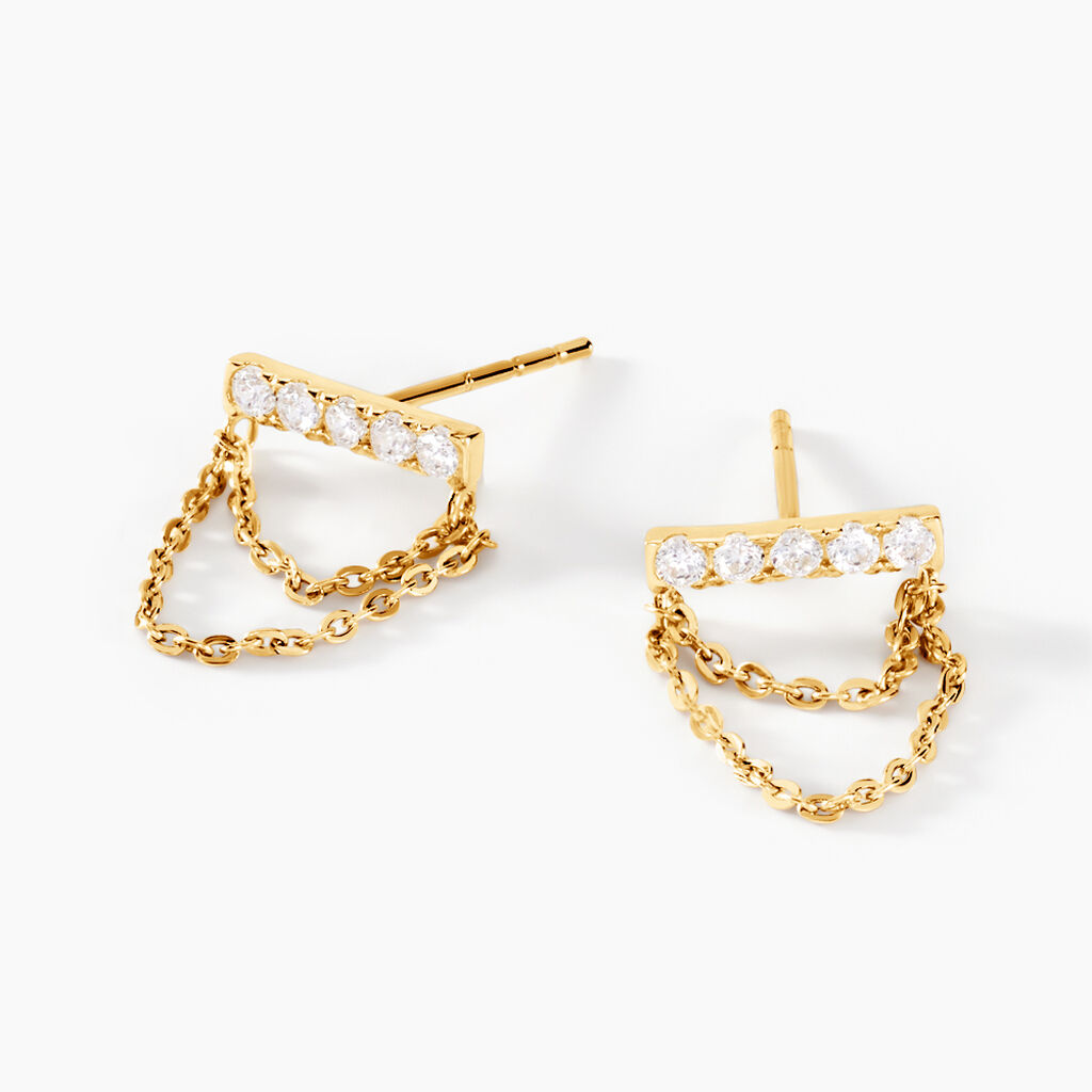 Boucles D'oreilles Puces Akilina Or Jaune Oxyde De Zirconium - Clous d'oreilles Femme | Histoire d’Or