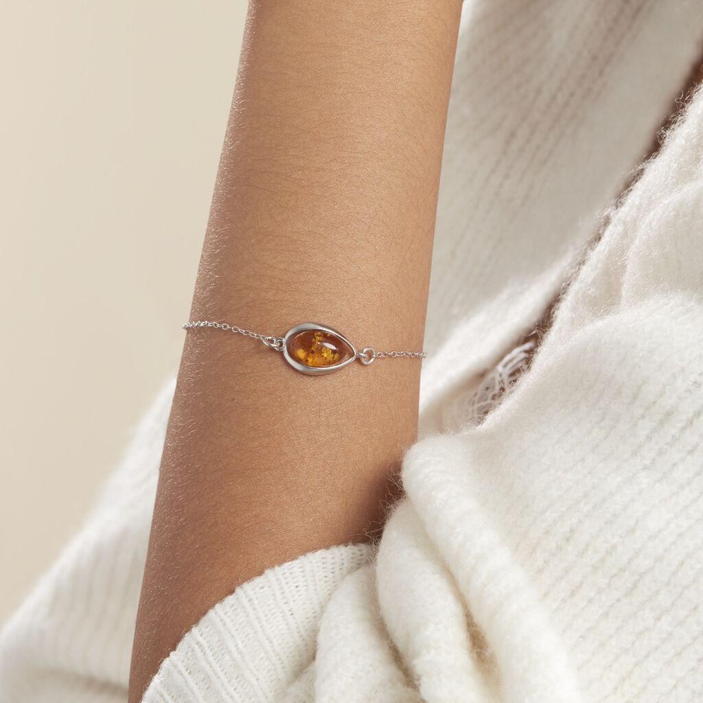 Bracelet Hilda Argent Blanc Ambre - Bracelets fantaisie Femme | Histoire d’Or
