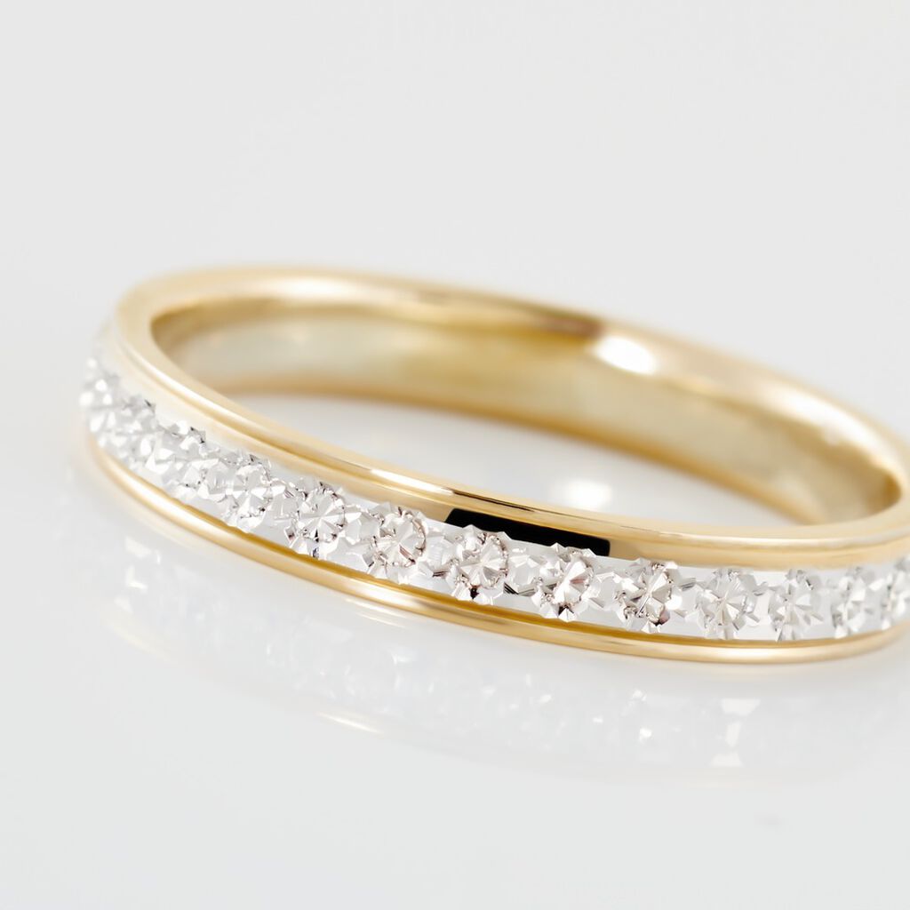Alliance Grain De Folie Diamantee Ruban Plat Or Bicolore - Alliances Unisex | Histoire d’Or