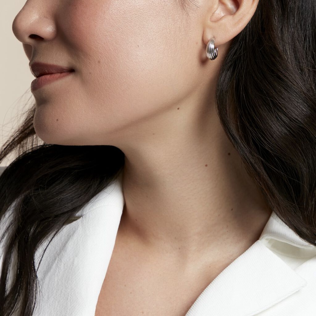 Créoles Jennie Argent Blanc - Boucles d'oreilles créoles Femme | Histoire d’Or