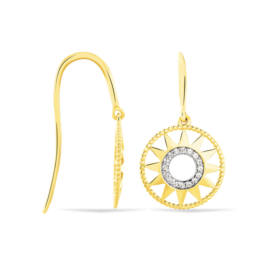 Boucles D'oreilles Pendantes Thallya Or Jaune Oxyde De Zirconium - Boucles d'oreilles pendantes Femme | Histoire d&rsquo;Or