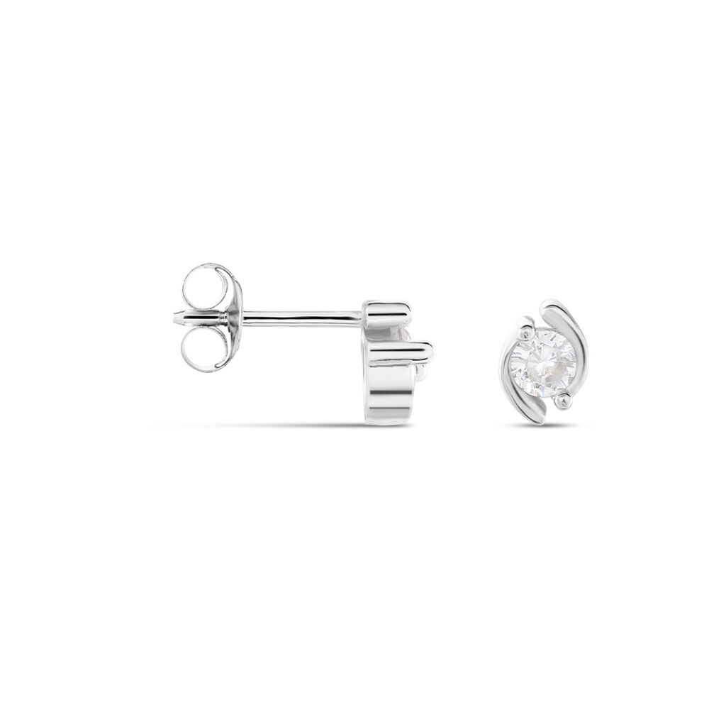 Boucles D'oreilles Puces Couteau Argent Blanc Oxyde De Zirconium - Boucles d'oreilles fantaisie Femme | Histoire d&rsquo;Or