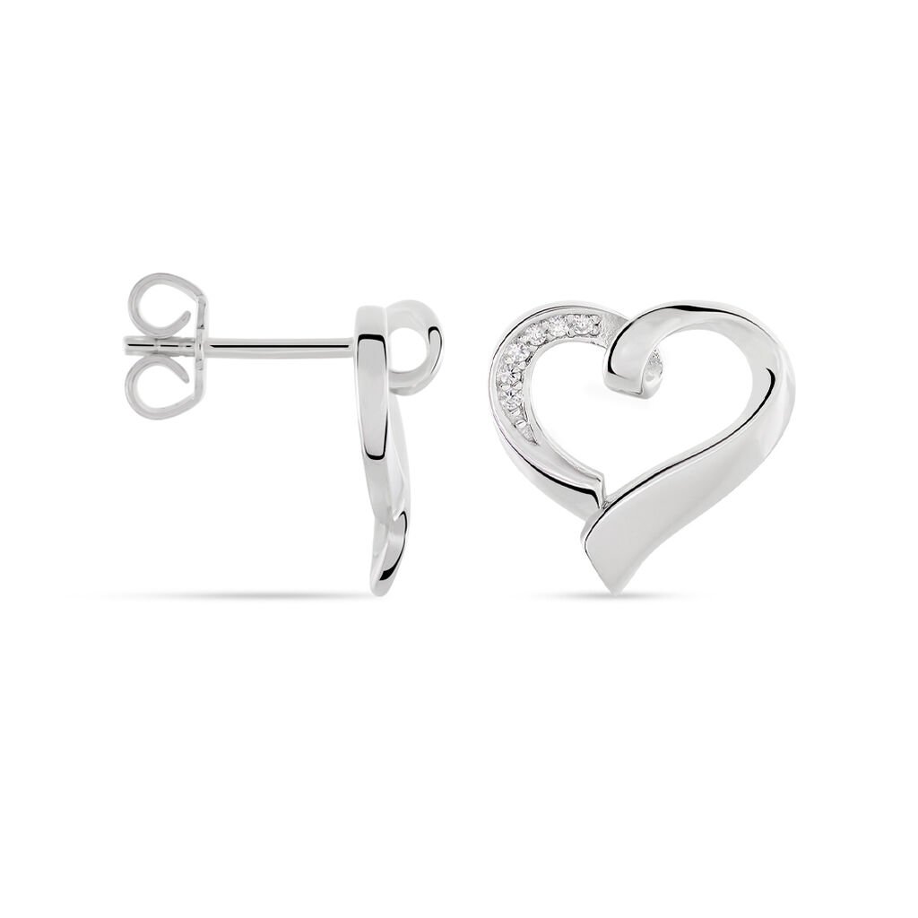 Boucles D'oreilles Puces Daviane Argent Blanc Oxyde De Zirconium - Boucles d'oreilles fantaisie Femme | Histoire d’Or