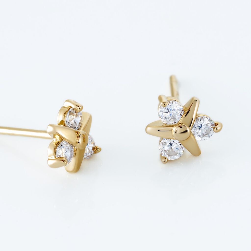 Boucles D'oreilles Puces Plaqué Or Jacinth Oxyde De Zirconium - Boucles d'oreilles fantaisie Femme | Histoire d’Or