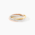 Alliance Entrelacee Diamantee Ruban Plat Or Tricolore - Alliances Unisex | Histoire d&rsquo;Or