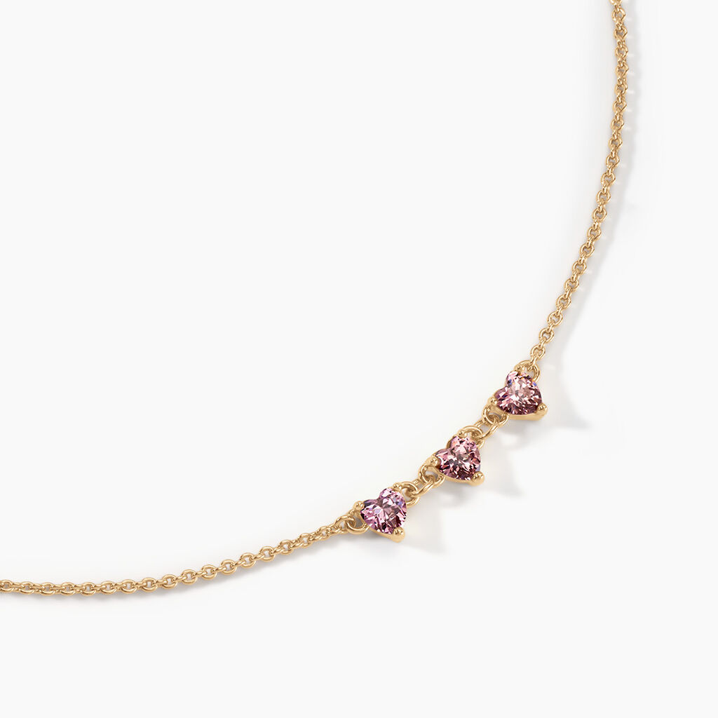 Collier Po&eacute;sie Ros&eacute;e Plaque Or Jaune Oxyde De Zirconium - Colliers Femme | Histoire d&rsquo;Or