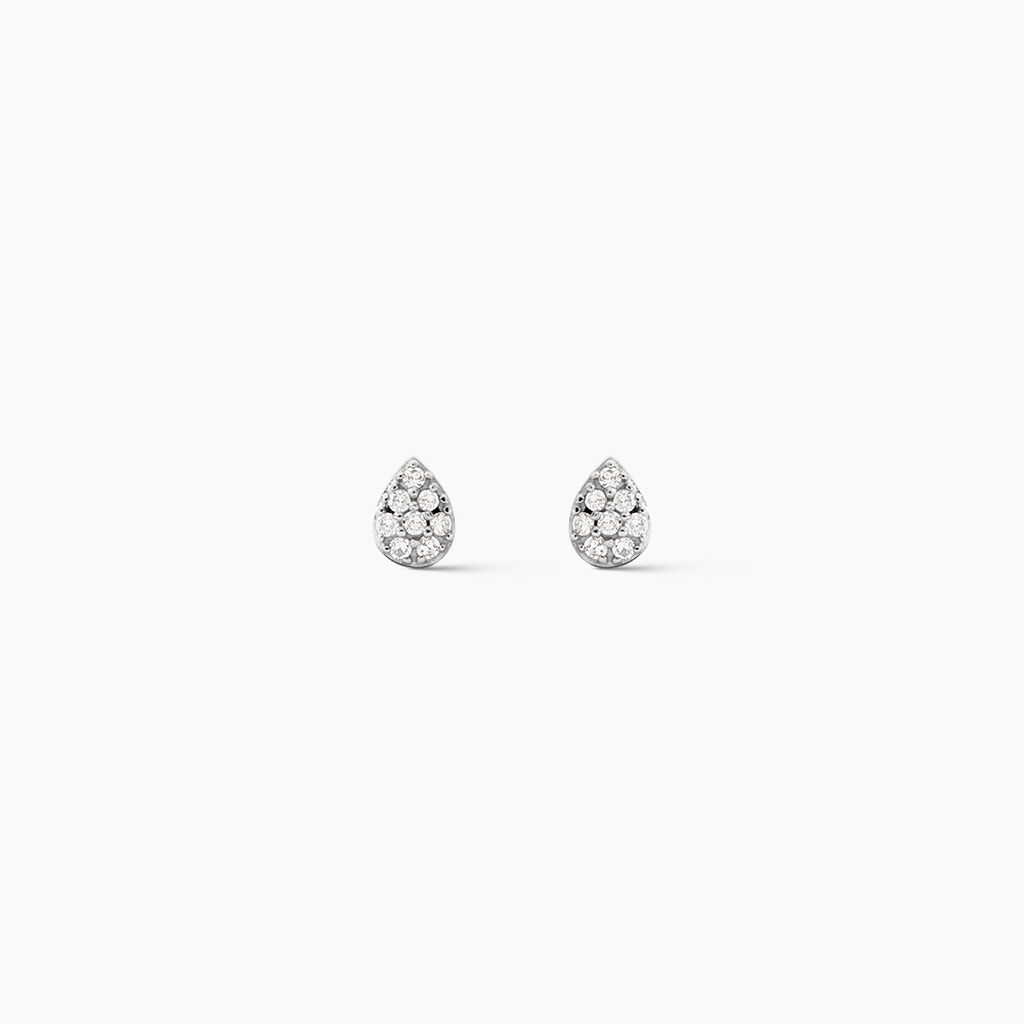 Boucles D'oreilles Puces Nevena Or Blanc Diamant - Clous d'oreilles Femme | Histoire d&rsquo;Or