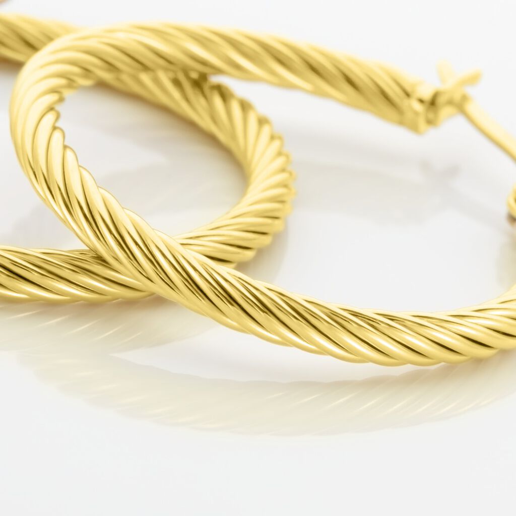 Créoles Acier Doré Pascau - Boucles d'oreilles créoles Femme | Histoire d’Or