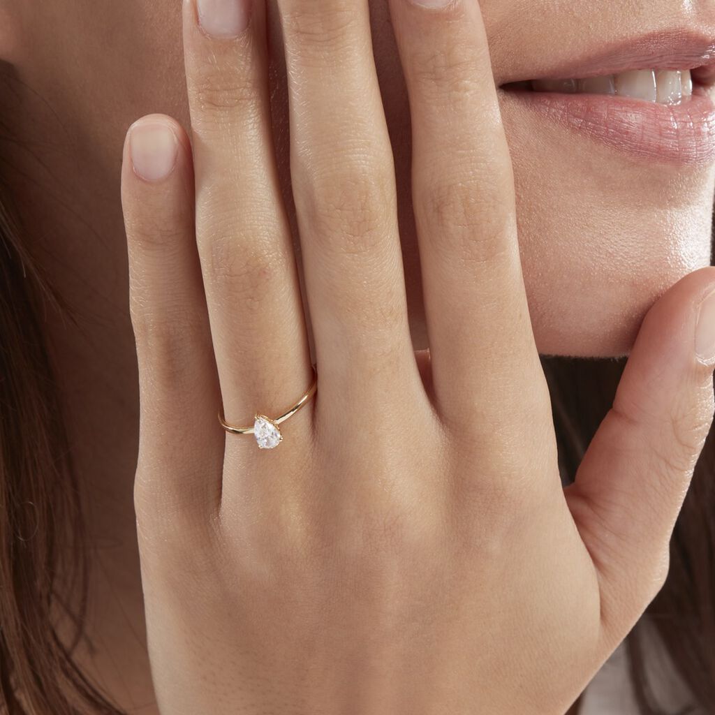 Bague Or Jaune Solitaire Harrietta Oxyde De Zirconium - Bagues solitaires Femme | Histoire d’Or