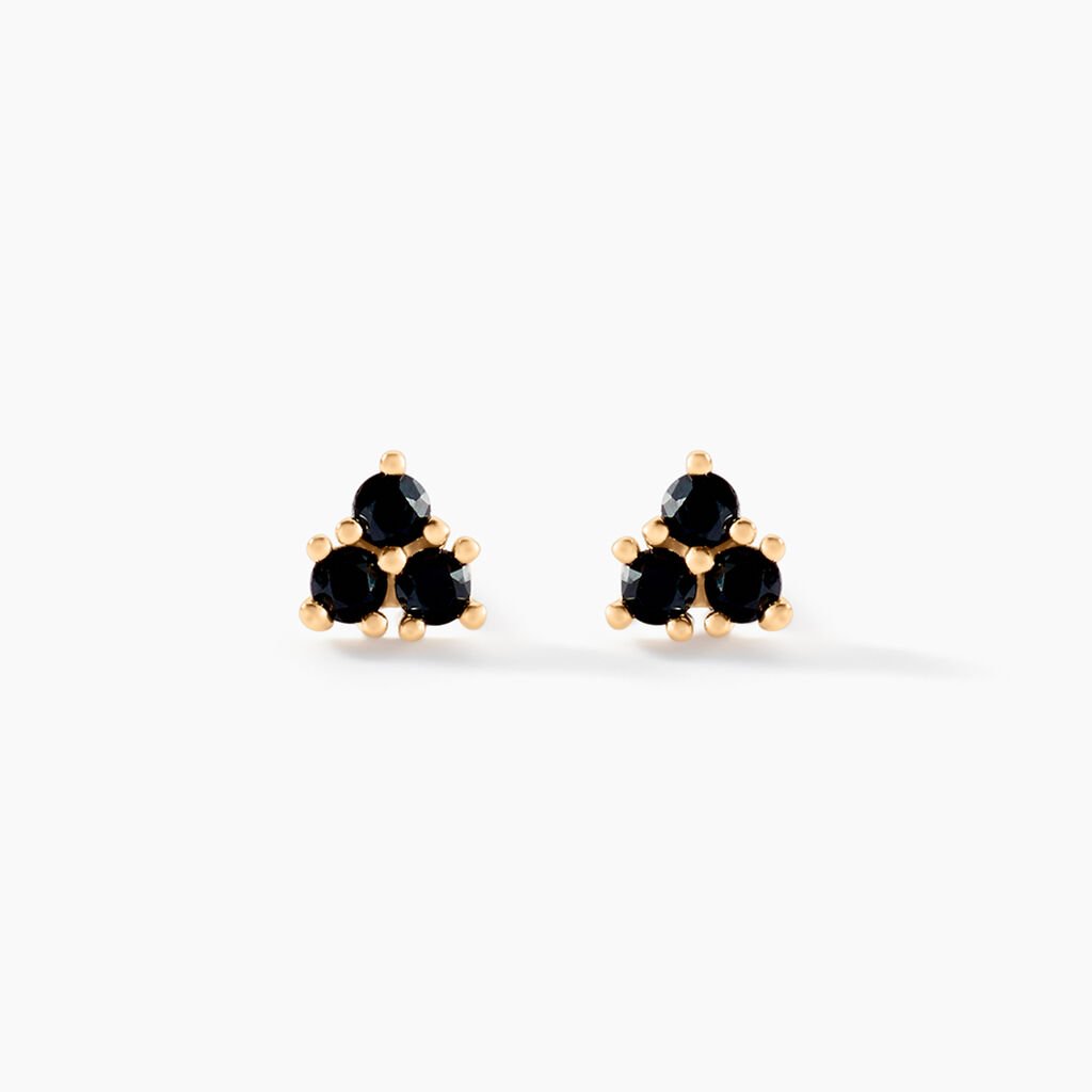 Boucles D'oreilles Puces Midnight Royalty Plaqu&eacute; Or Jaune Oxyde - Boucles d'oreilles fantaisie Femme | Histoire d&rsquo;Or