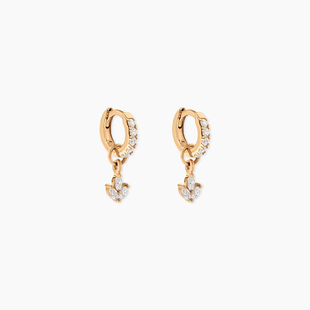 Cr&eacute;oles Leokadia Plaqu&eacute; Or Jaune Oxyde De Zirconium - Boucles d'oreilles cr&eacute;oles Femme | Histoire d&rsquo;Or