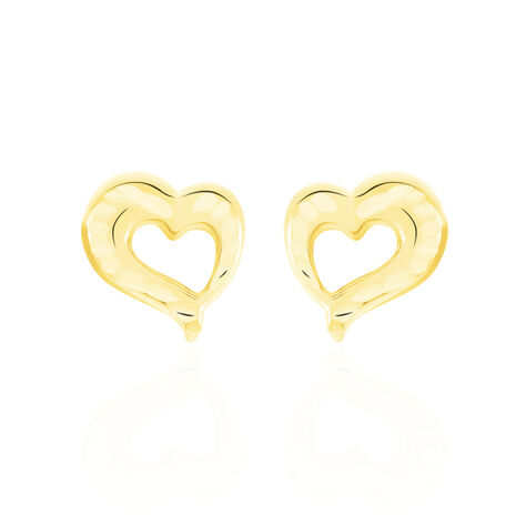 Boucles D'oreilles Puces Anne-maudae Coeurs Or Jaune - Boucles d'Oreilles Coeur Femme | Histoire d’Or